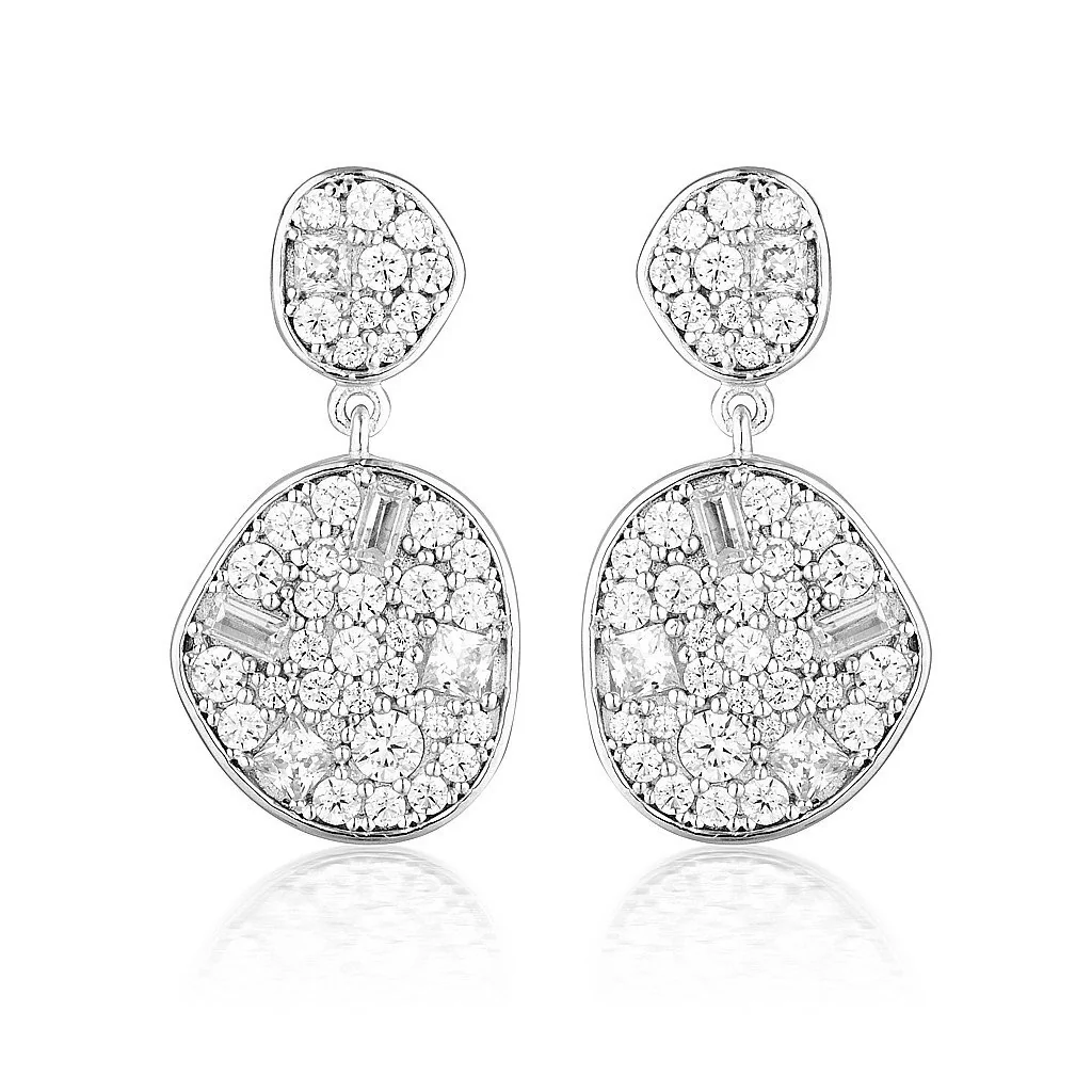 Anna Mosaic Silver Drop Earring - IE811W