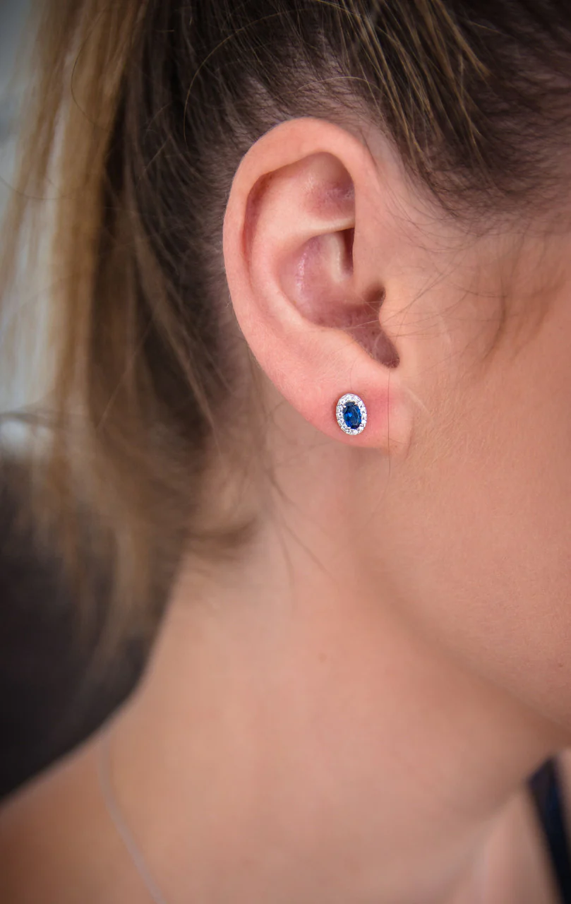 Aurora Glow Sapphire Earrings Silver - IE973B - Image 2