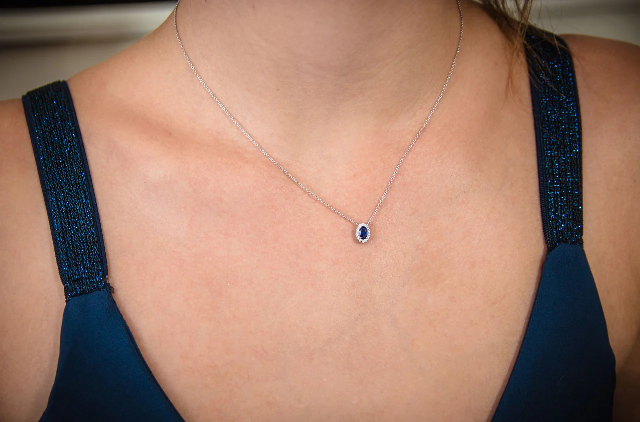Aurora Glow Pendant Silver/Sapphire - IP829B - Image 2