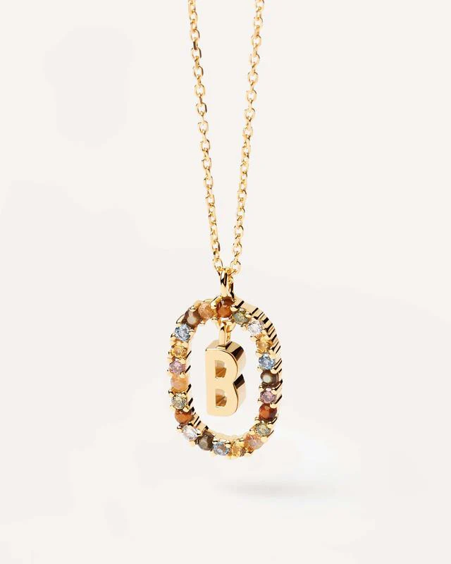 B Gold Initial Necklace - CO01-261-U