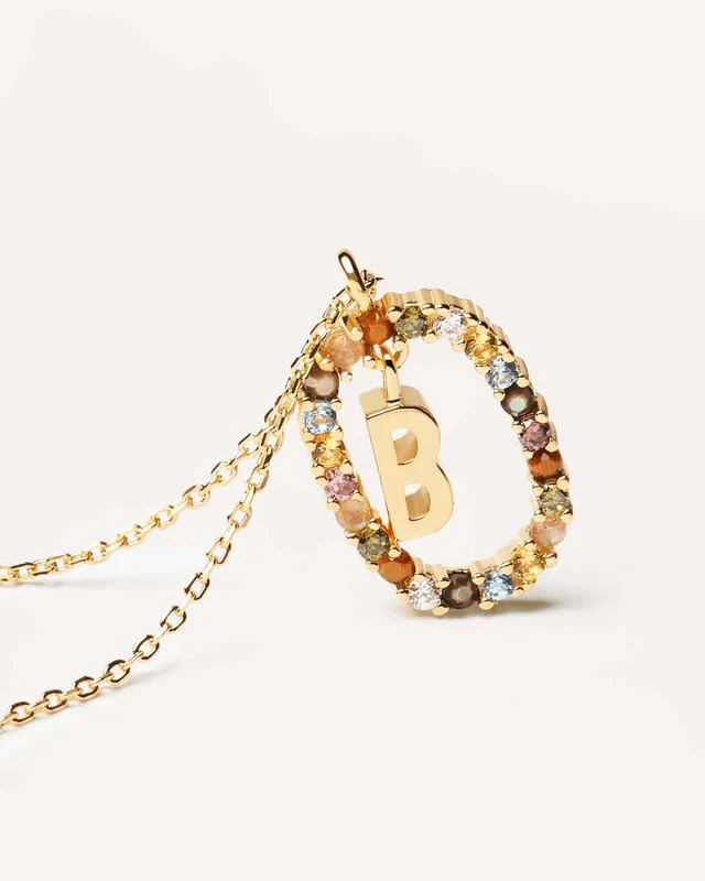 B Gold Initial Necklace - CO01-261-U - Image 2