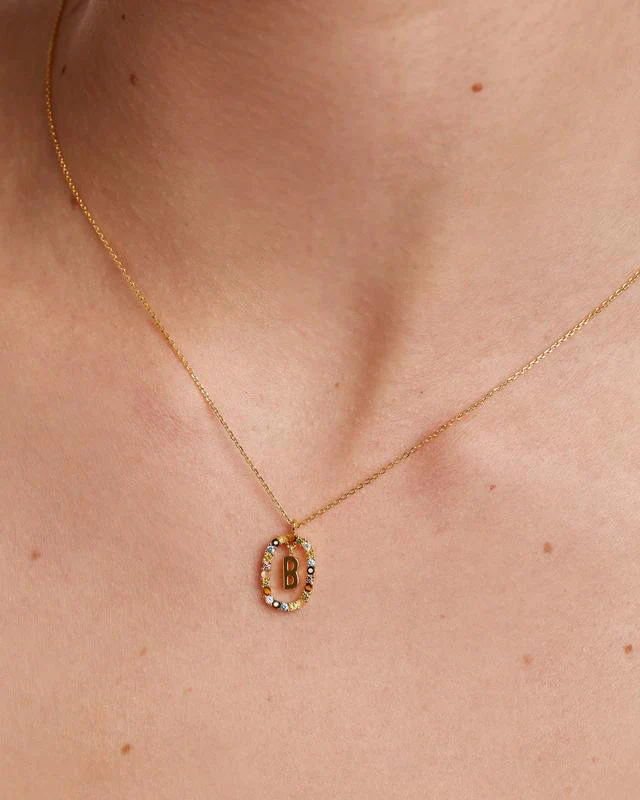 B Gold Initial Necklace - CO01-261-U - Image 3