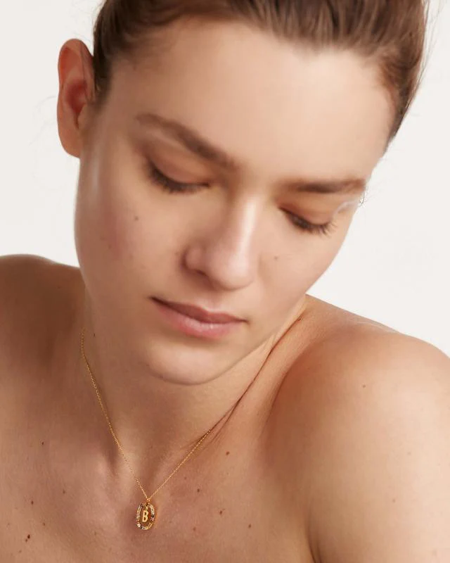 B Gold Initial Necklace - CO01-261-U - Image 5