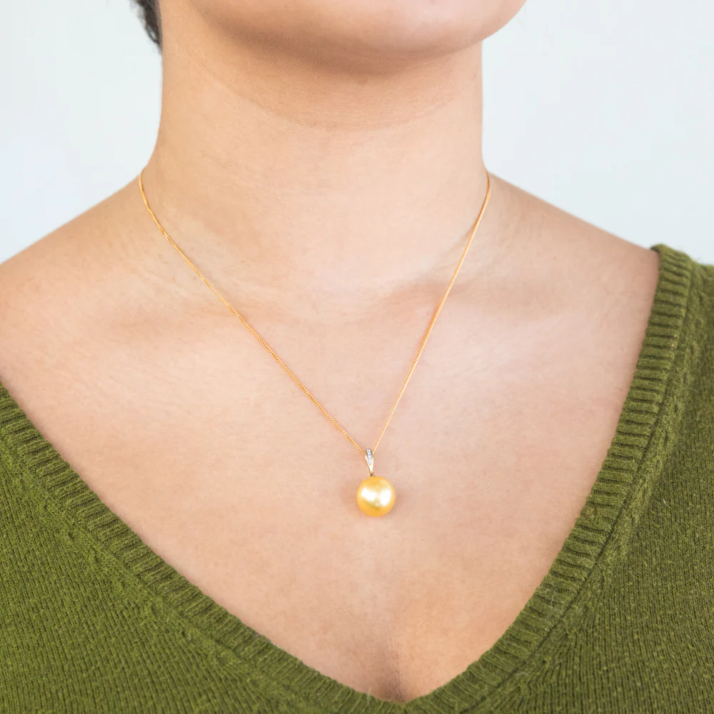 Bella' 9ct Yellow Gold Golden South Sea Pearl Pendant With 45cm Chain - Image 5