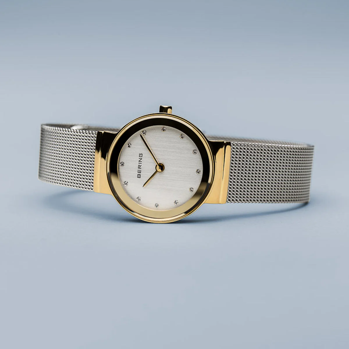 Bering Classic Polished Gold Silver Mesh Watch - Image 5