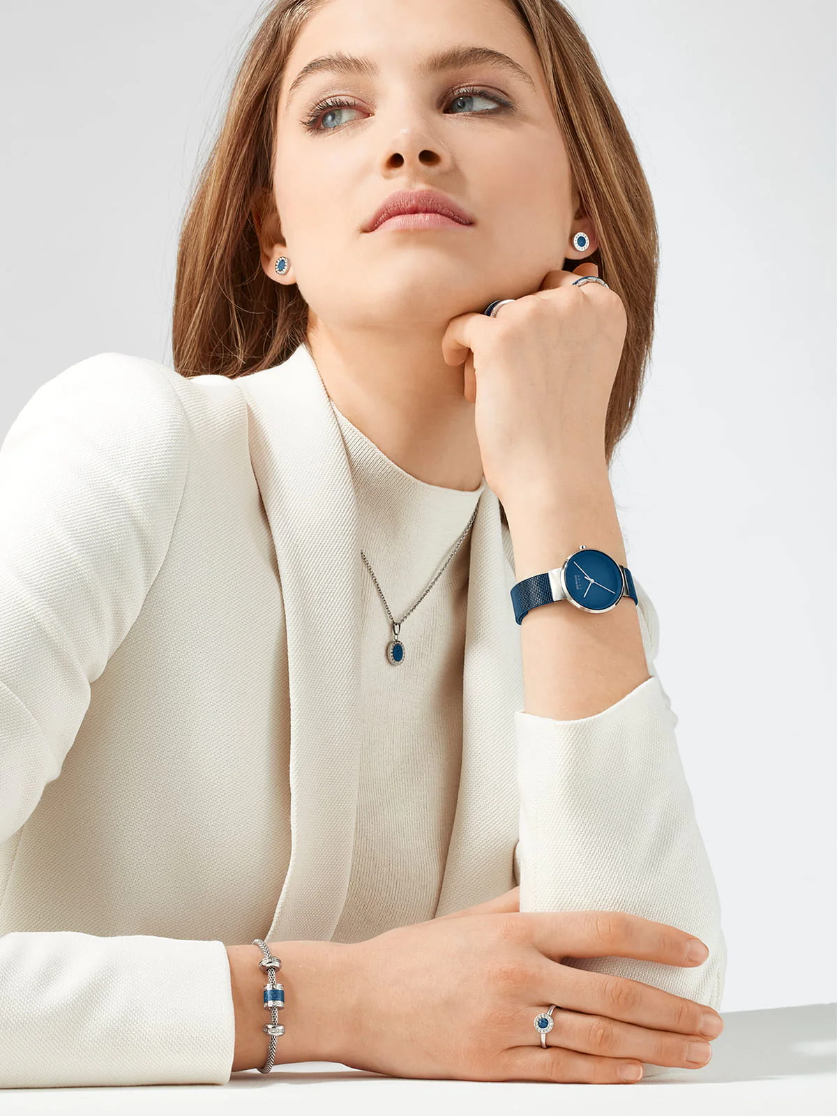 Bering Ladies Brushed Silver Solar Blue Watch - Image 8