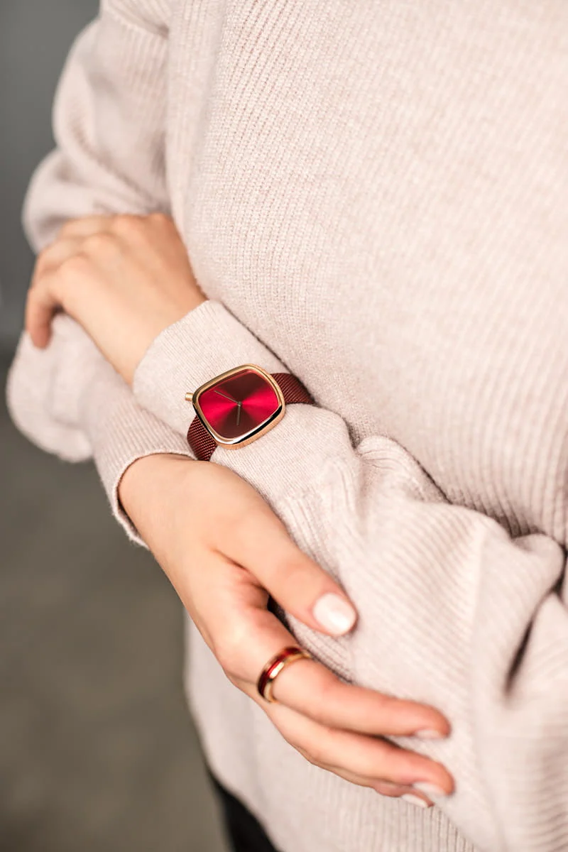 Bering Ladies Pebble Red Watch - Image 8