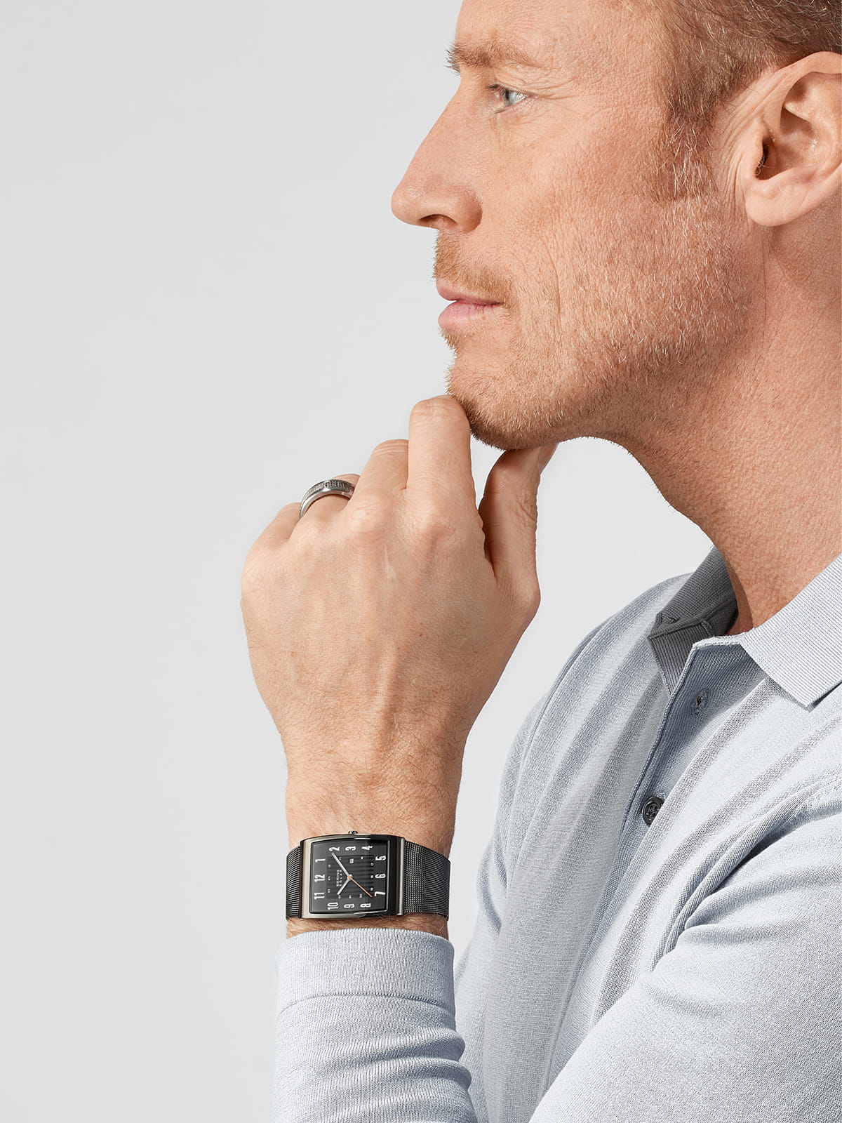 Bering Slim Solar Rectangular Grey Watch - Image 8