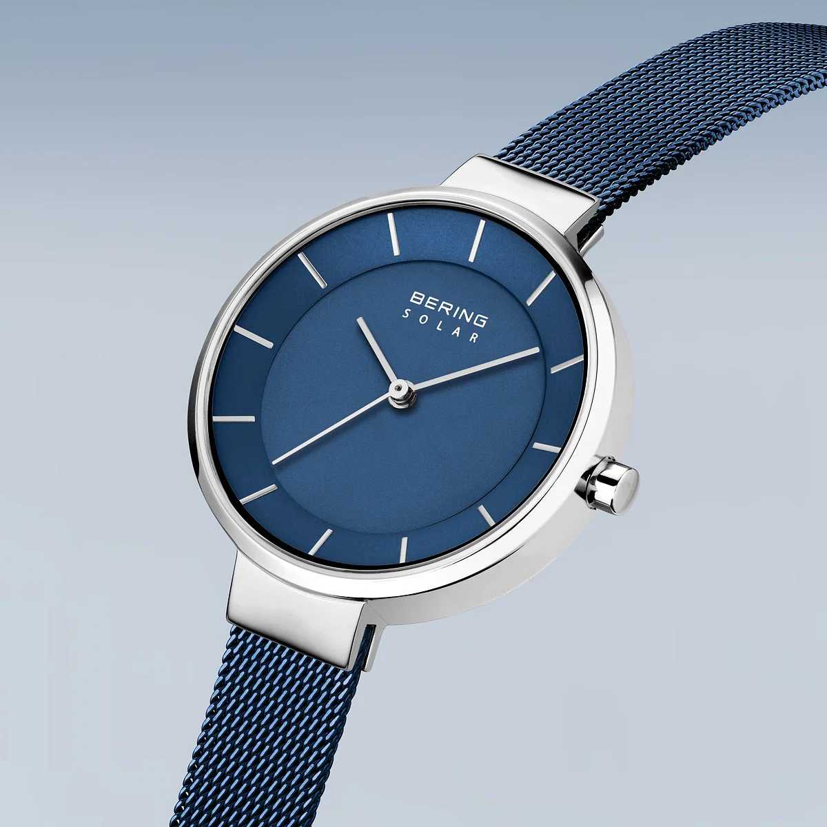 Bering Solar 31mm Silver Blue Milanese Strap Watch - Image 2