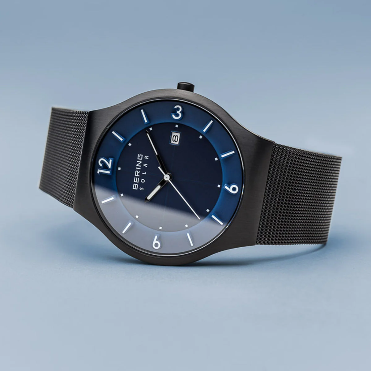Bering Solar Brushed Black Mesh Watch - Image 3