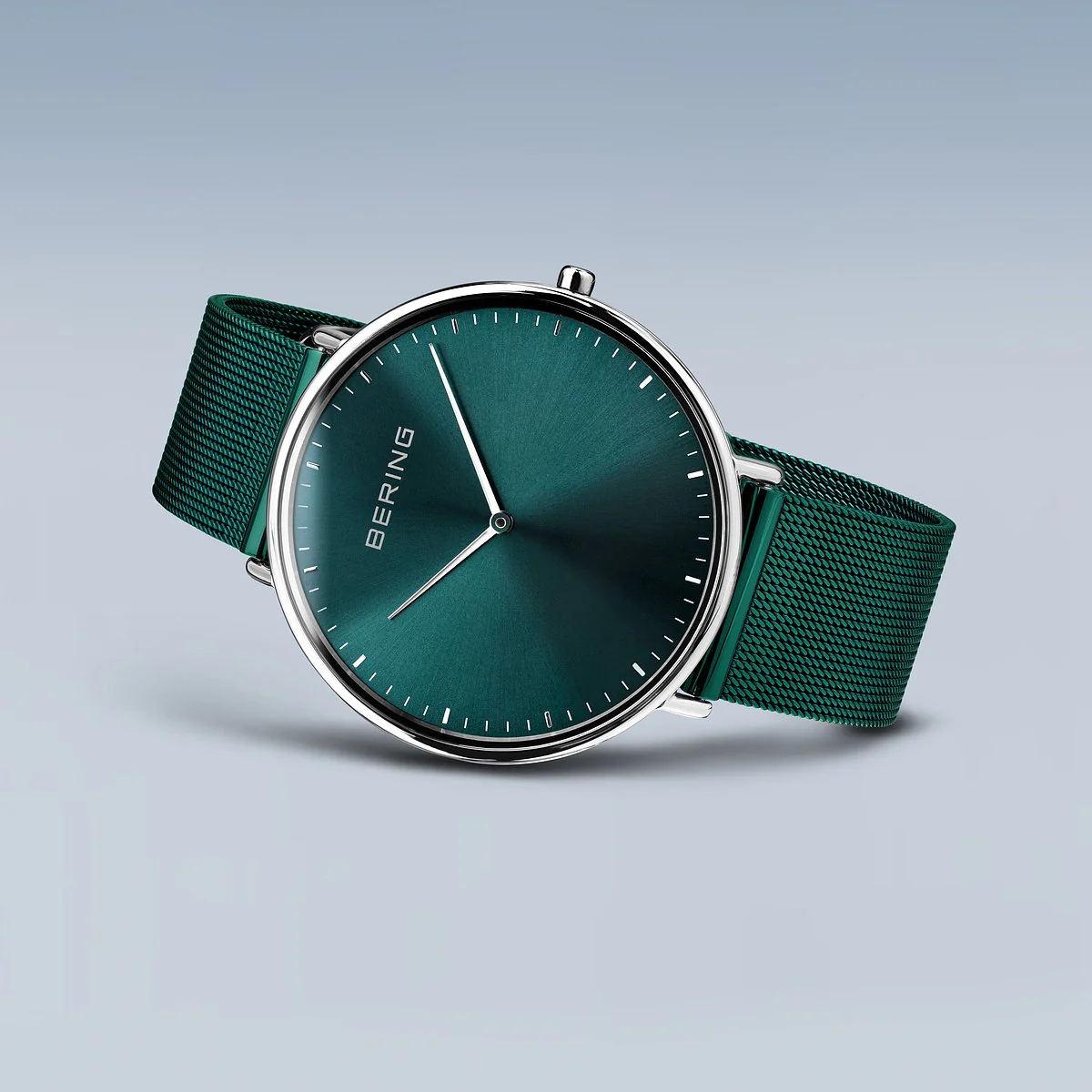 Bering Ultra Slim 39mm Green Milanese Strap Watch - Image 4