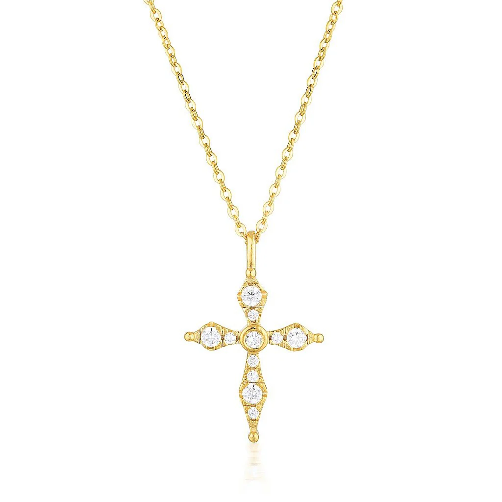 Bless Mini Gold Cross Necklace