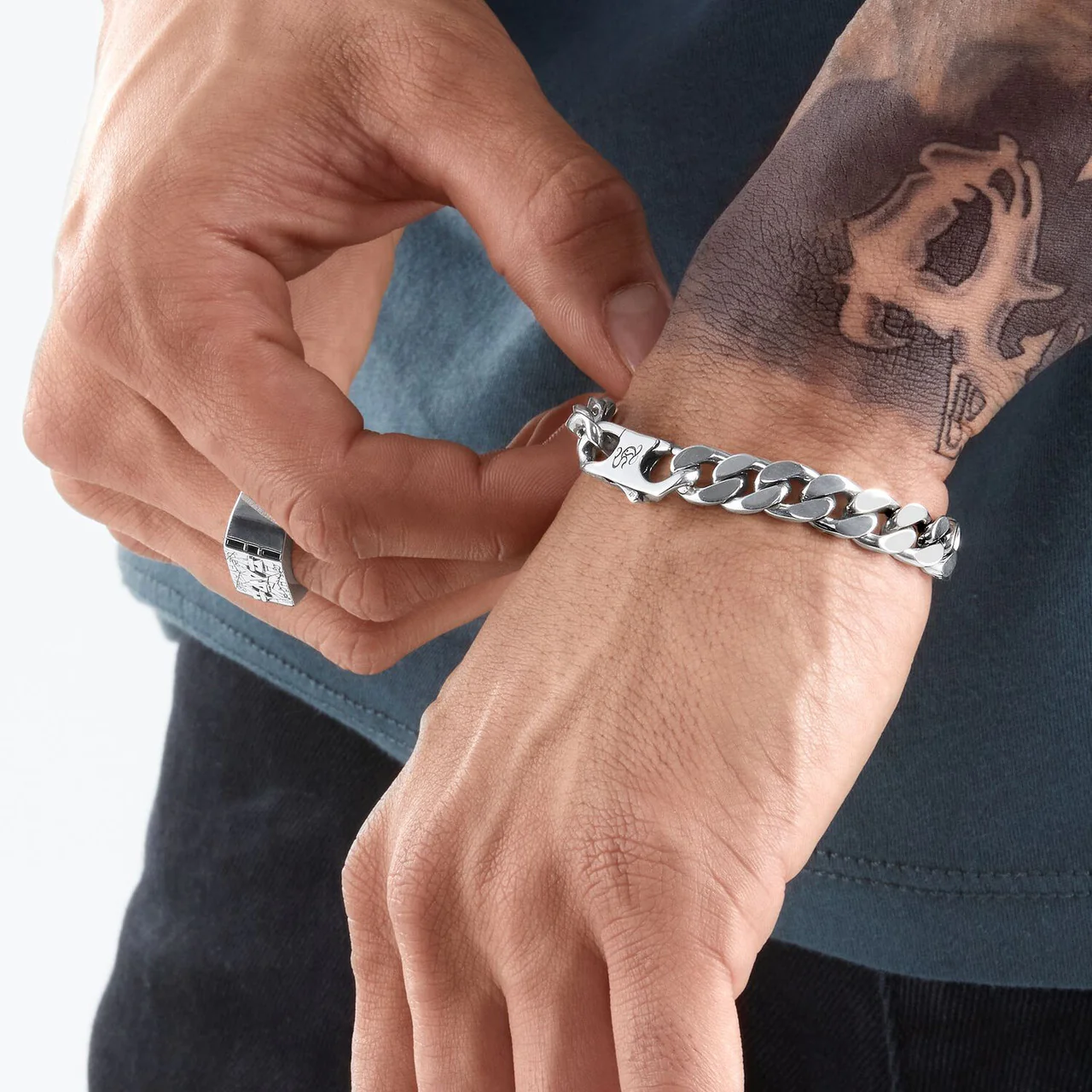 Mens Bracelet Links Silver - Image 2