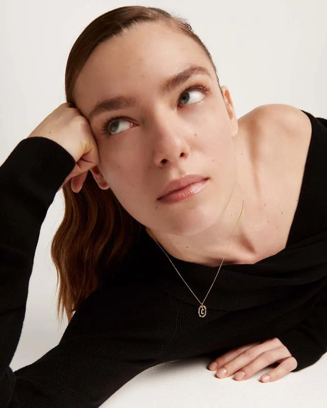 C Gold Initial Necklace - CO01-262-U - Image 5