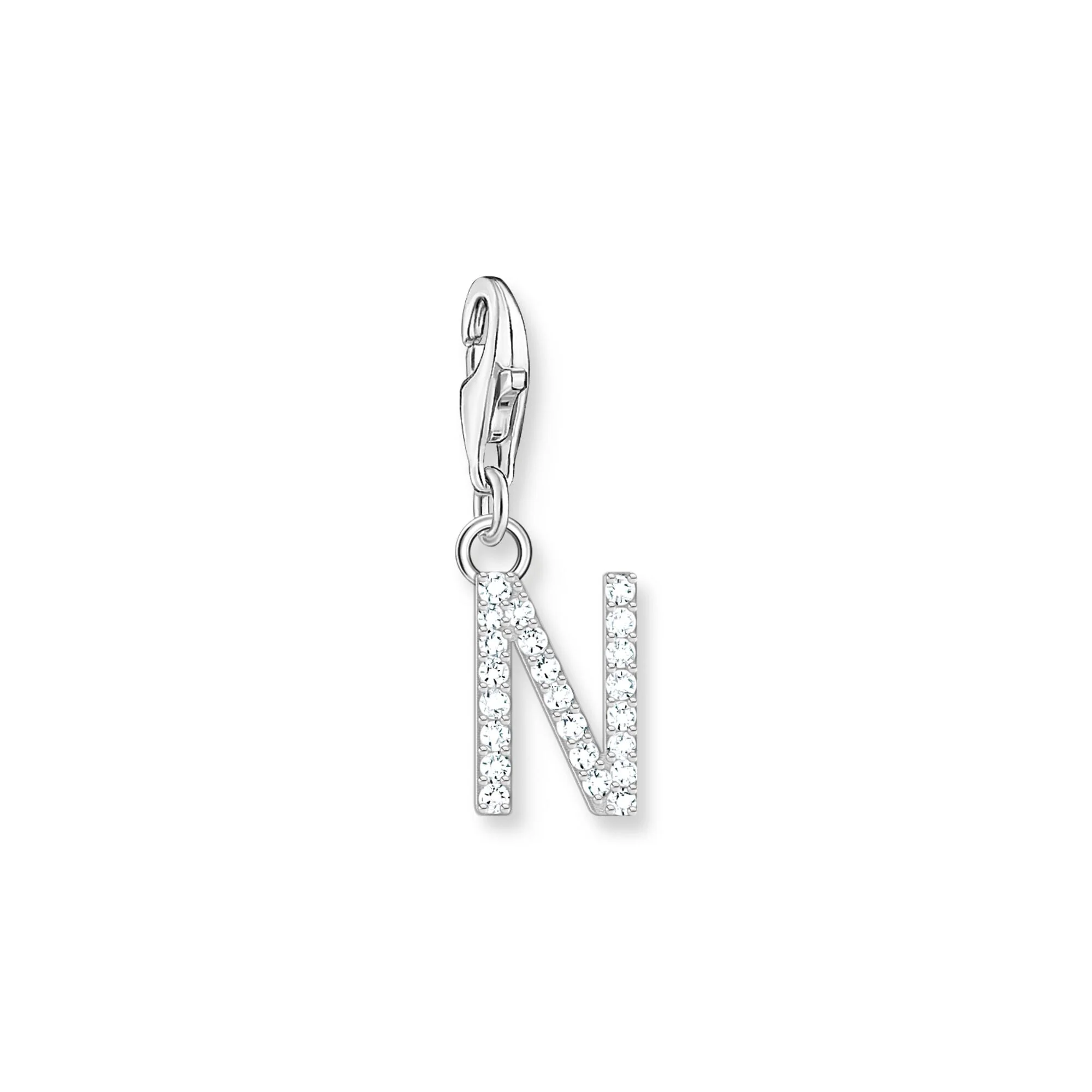 Charm Pendant Letter N Silver