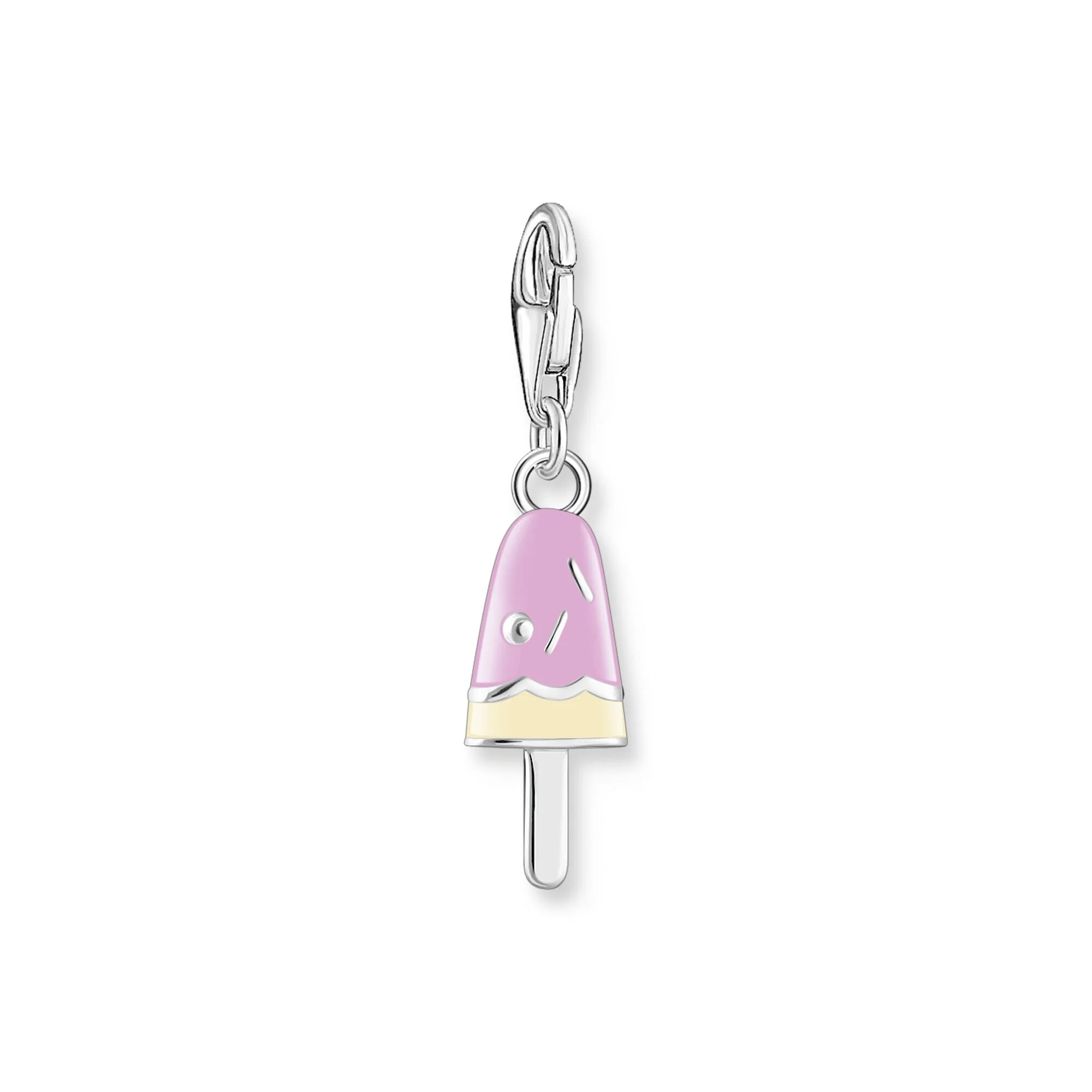 Charm Pendant Popsicle with White Stones Silver - Image 2