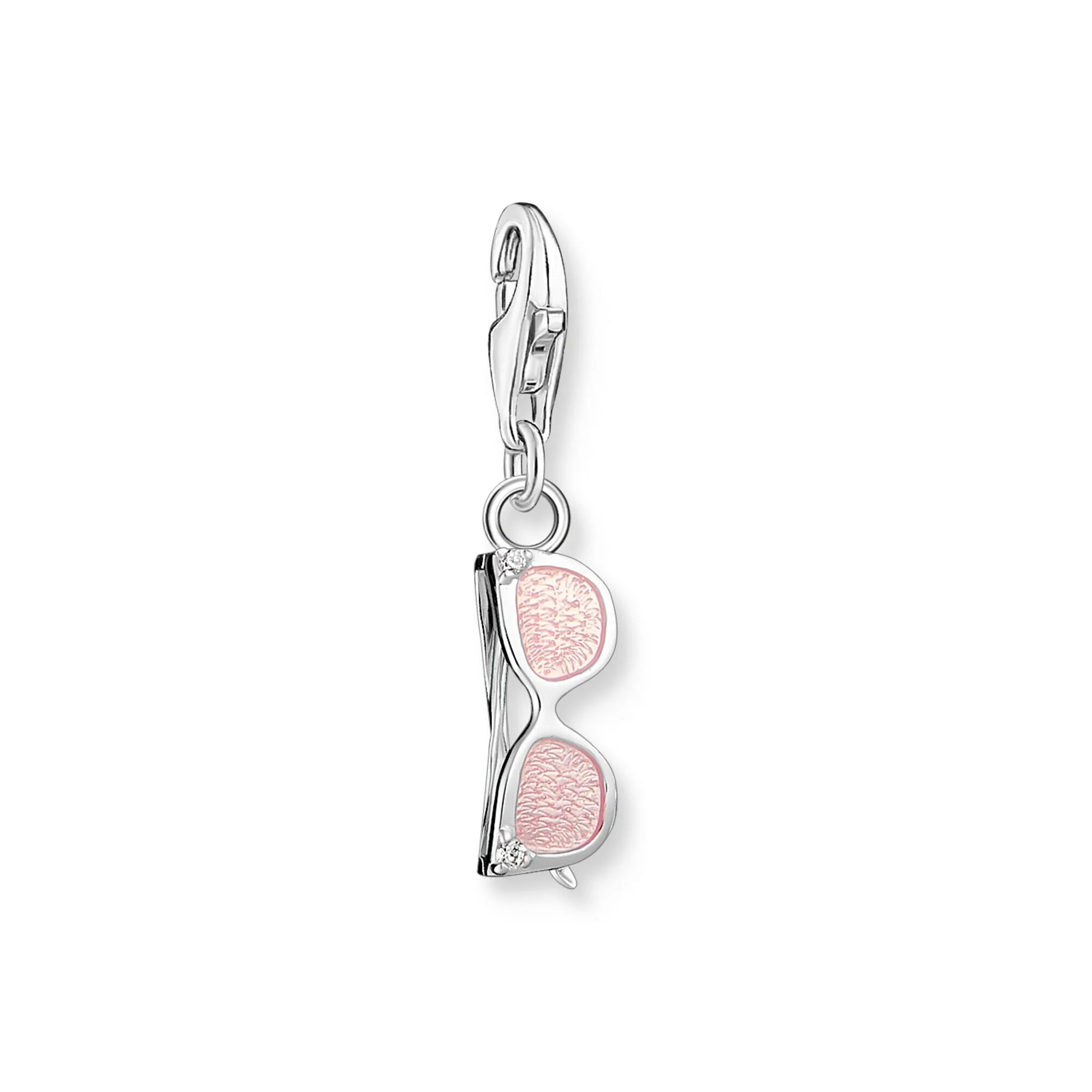 Charm Pendant Sunglasses with White Stones Silver
