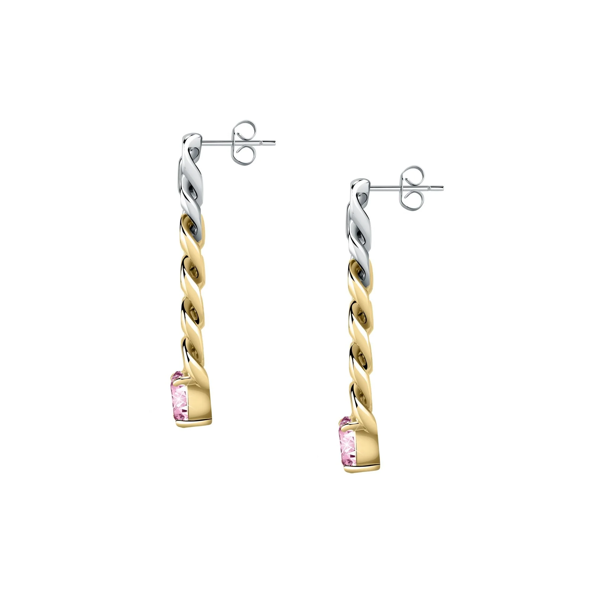 Chiara Ferragni Chain Collection Pink Stone Gold Earrings - Image 2