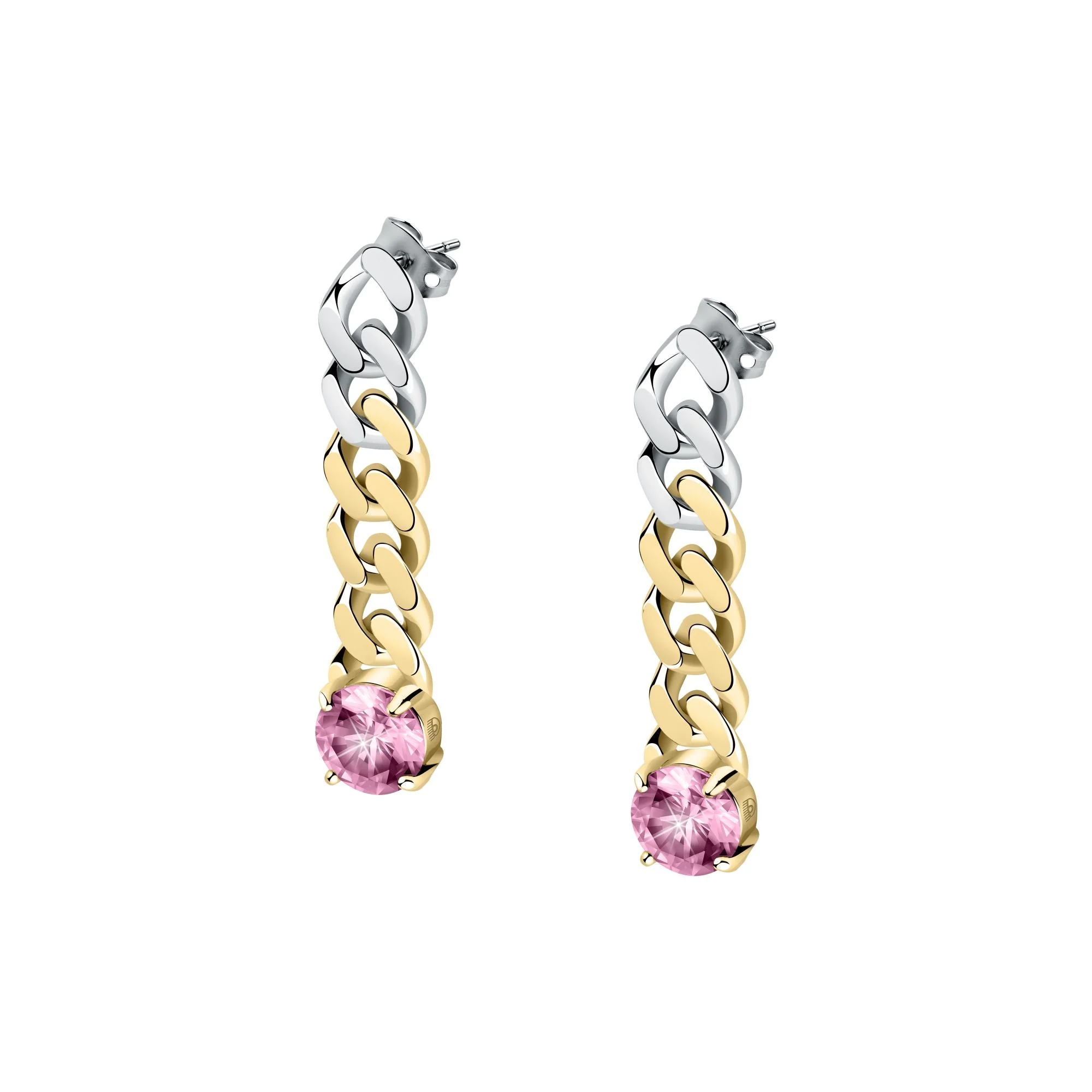 Chiara Ferragni Chain Collection Pink Stone Gold Earrings - Image 4