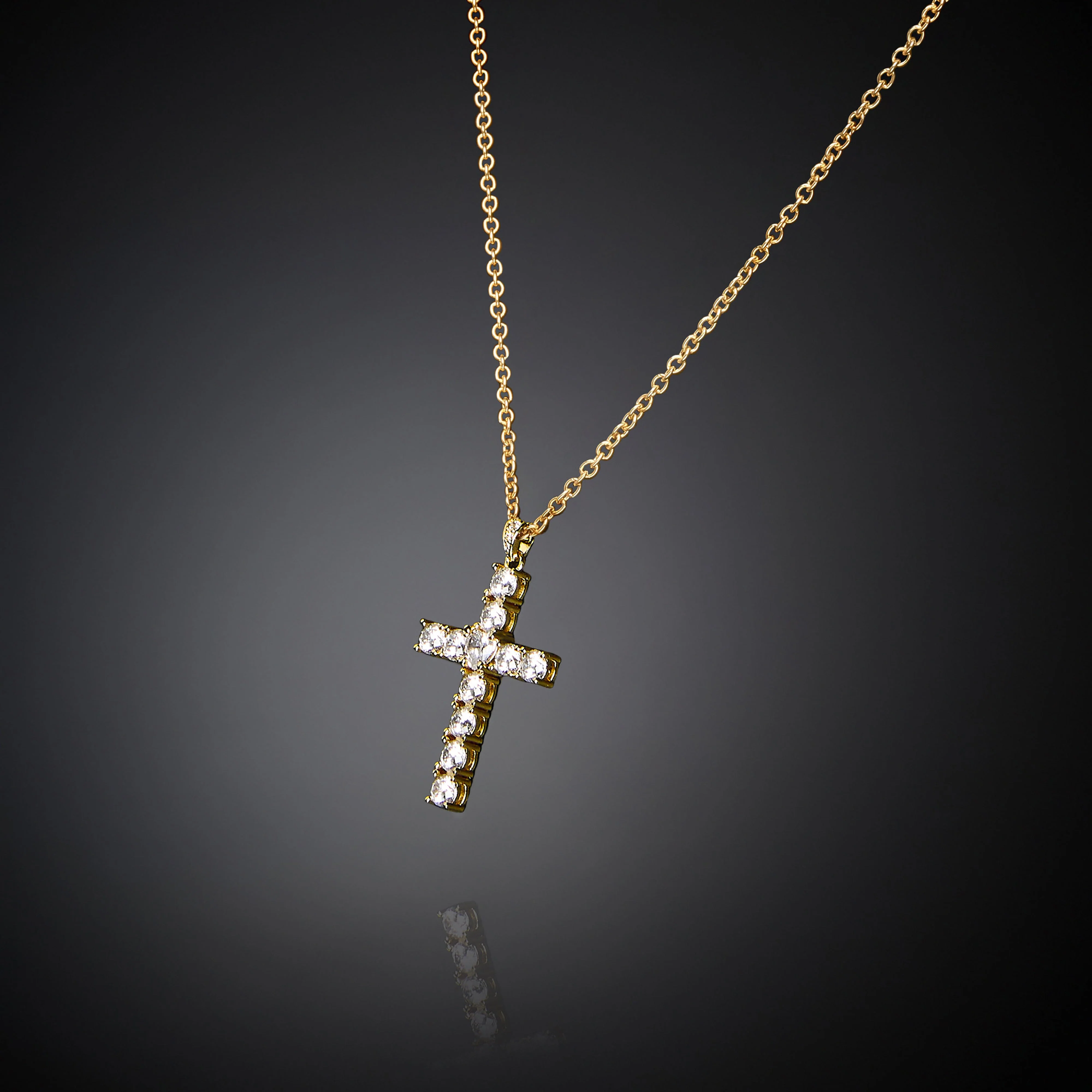 Chiara Ferragni Croci White Zirconia Bold Cross Pendant in Gold Necklace - Image 2