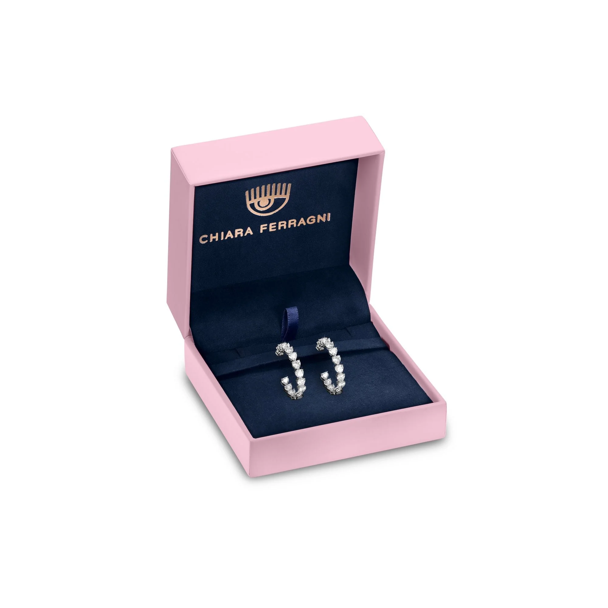 Chiara Ferragni Diamond Heart White Heart Big Hoop Earrings - Image 2