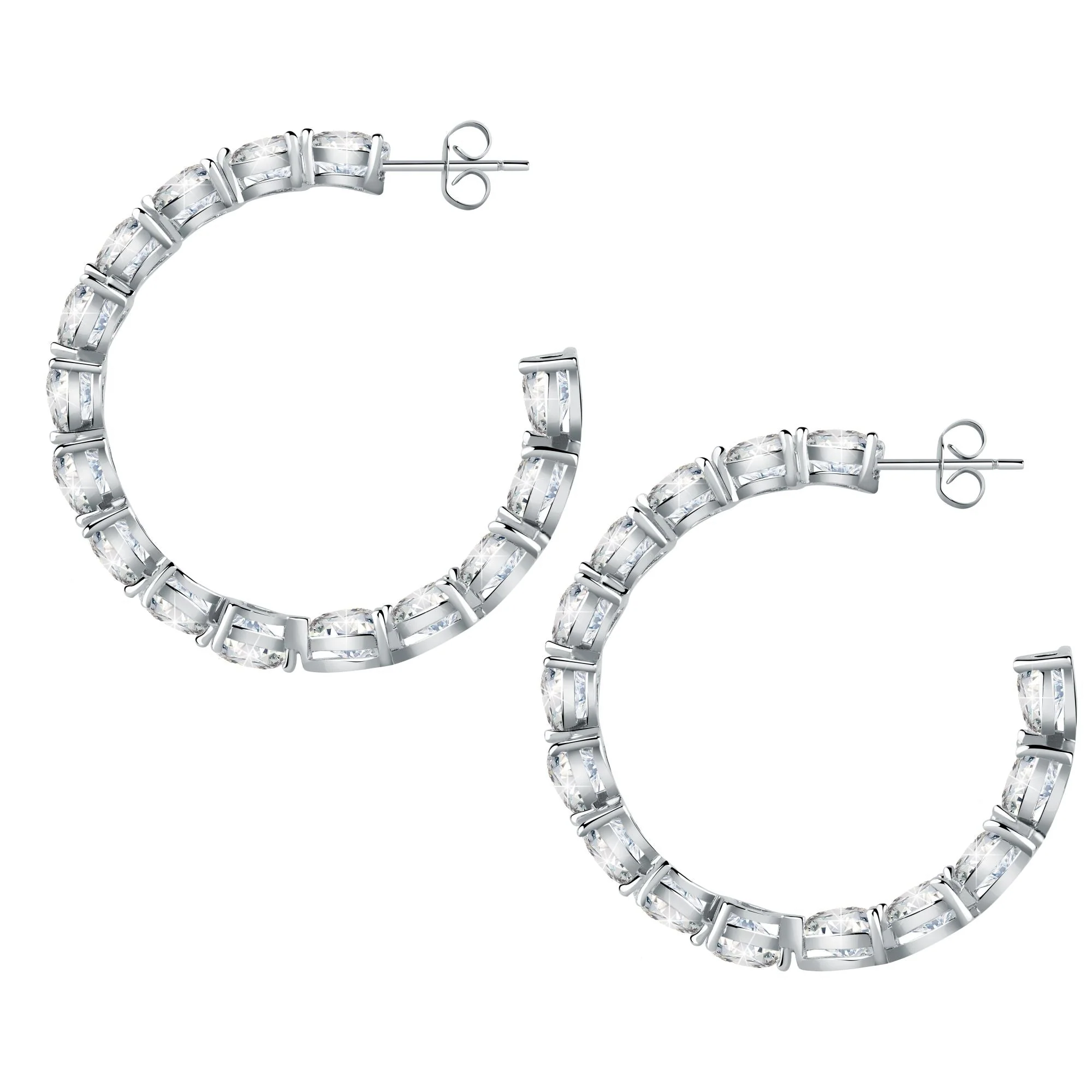 Chiara Ferragni Diamond Heart White Heart Big Hoop Earrings - Image 4