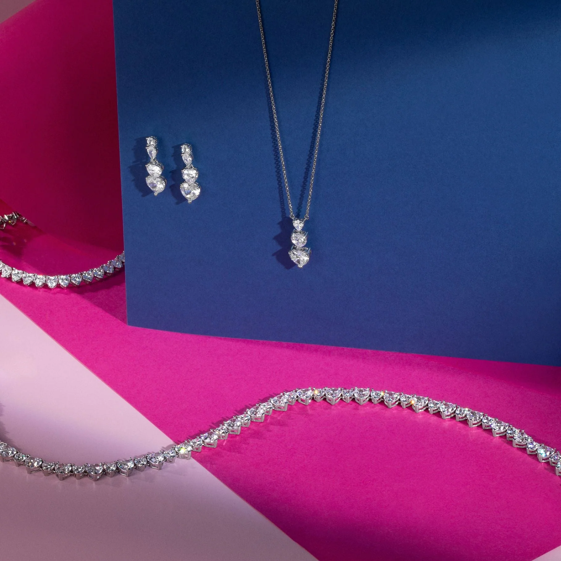 Chiara Ferragni Diamond Heart White Tri-stone Earrings - Image 3