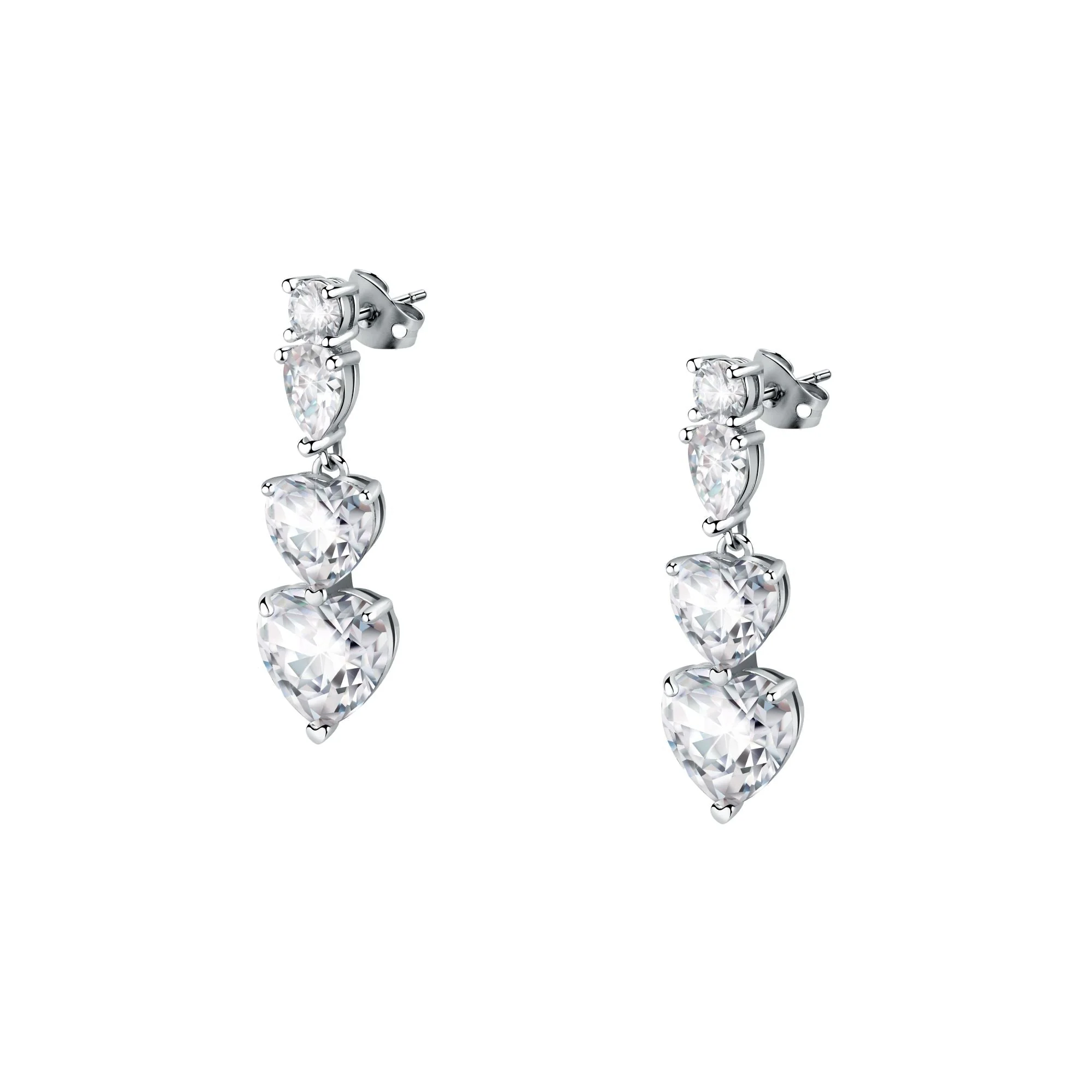 Chiara Ferragni Diamond Heart White Tri-stone Earrings - Image 4