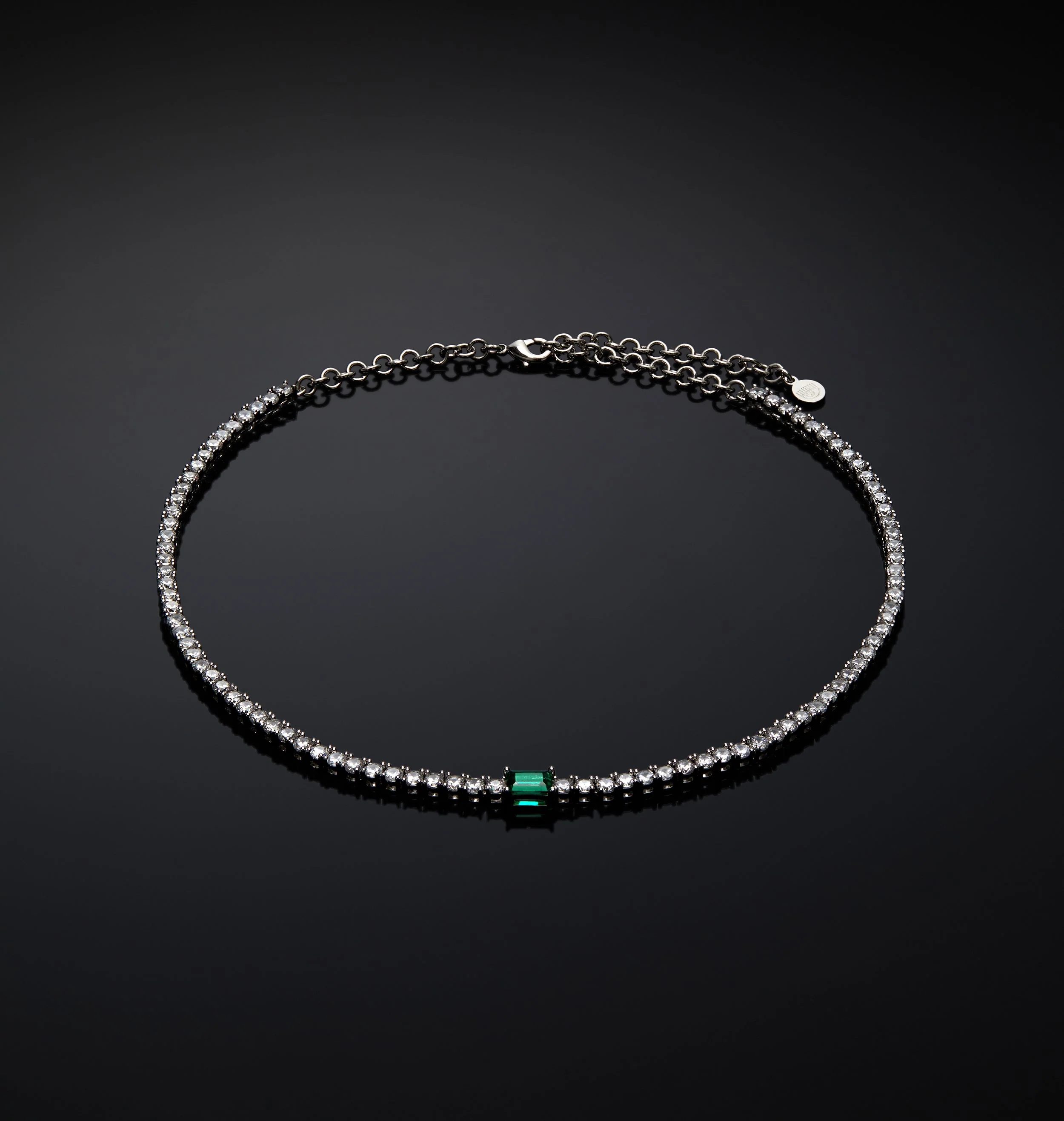 Chiara Ferragni Emerald Silver and Green Zirconia Necklace