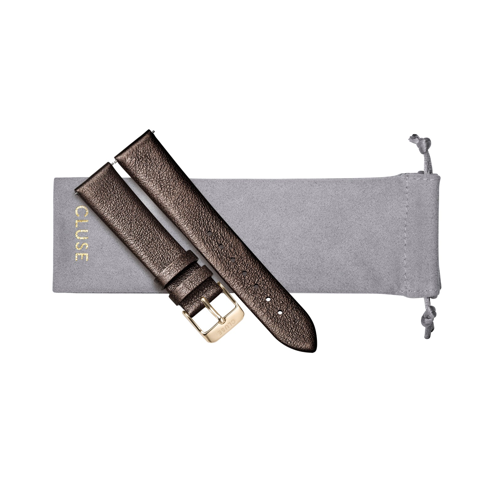 CLUSE 18mm Strap Chocolate Brown Metallic/Gold CS1408101057 - Image 2