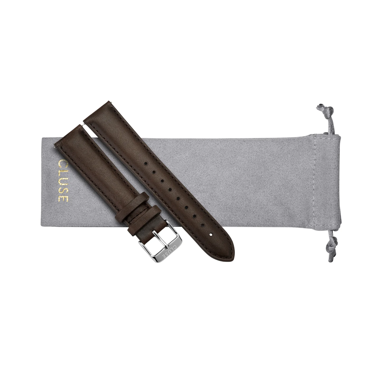 CLUSE 20mm Watch Strap Silver/Dark Brown CS1408101065 - Image 2
