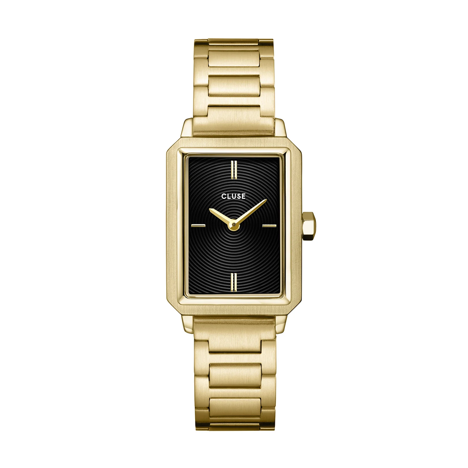CLUSE Fluette Circular Textured Black/Gold Link CW11512