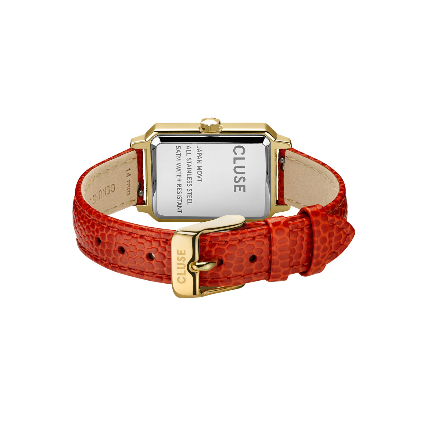 CLUSE Fluette Gold Gold/ Coral Lizard Leather Watch CW11505 - Image 3