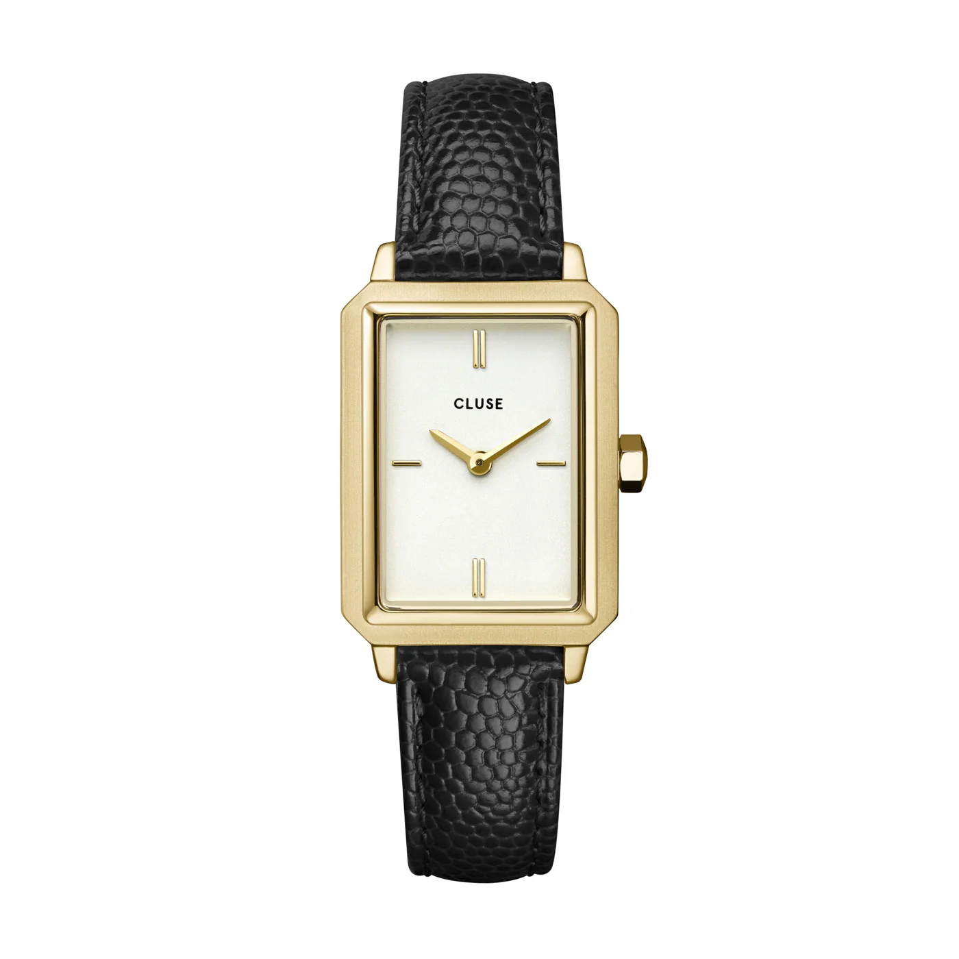 CLUSE Fluette Gold White/Black Lizard Leather Watch CW11504