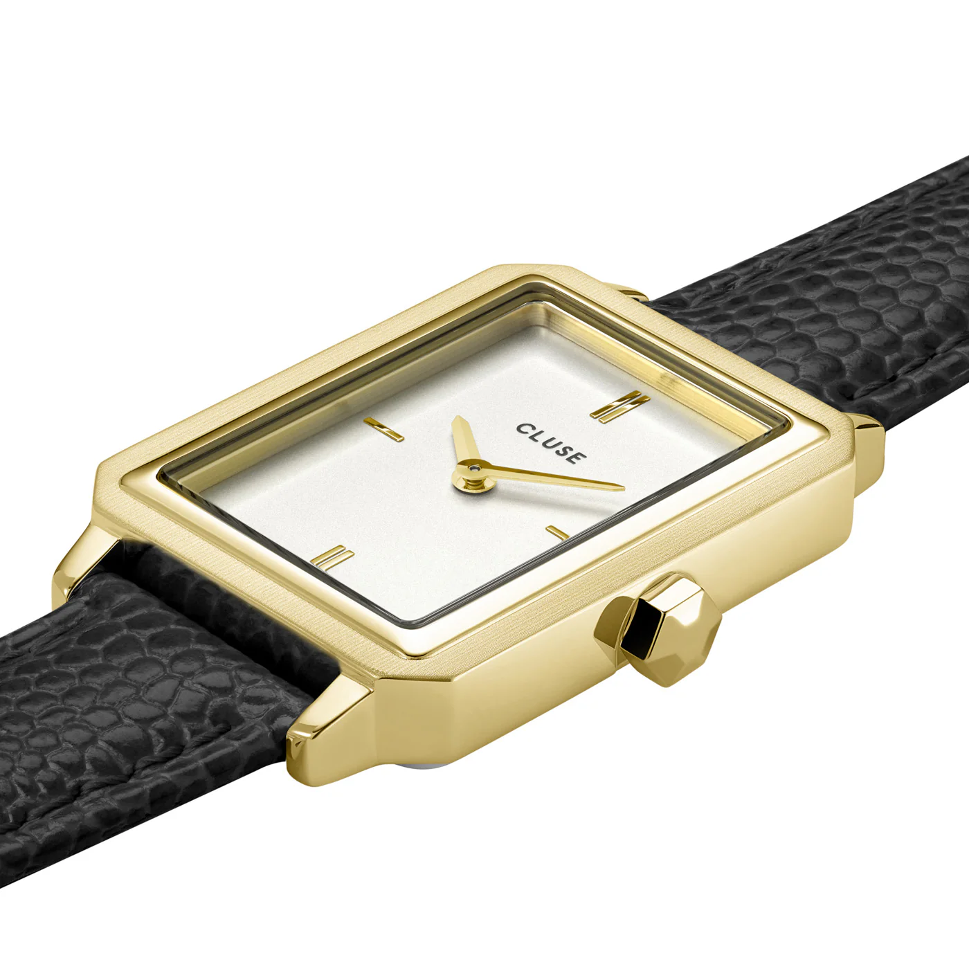 CLUSE Fluette Gold White/Black Lizard Leather Watch CW11504 - Image 2