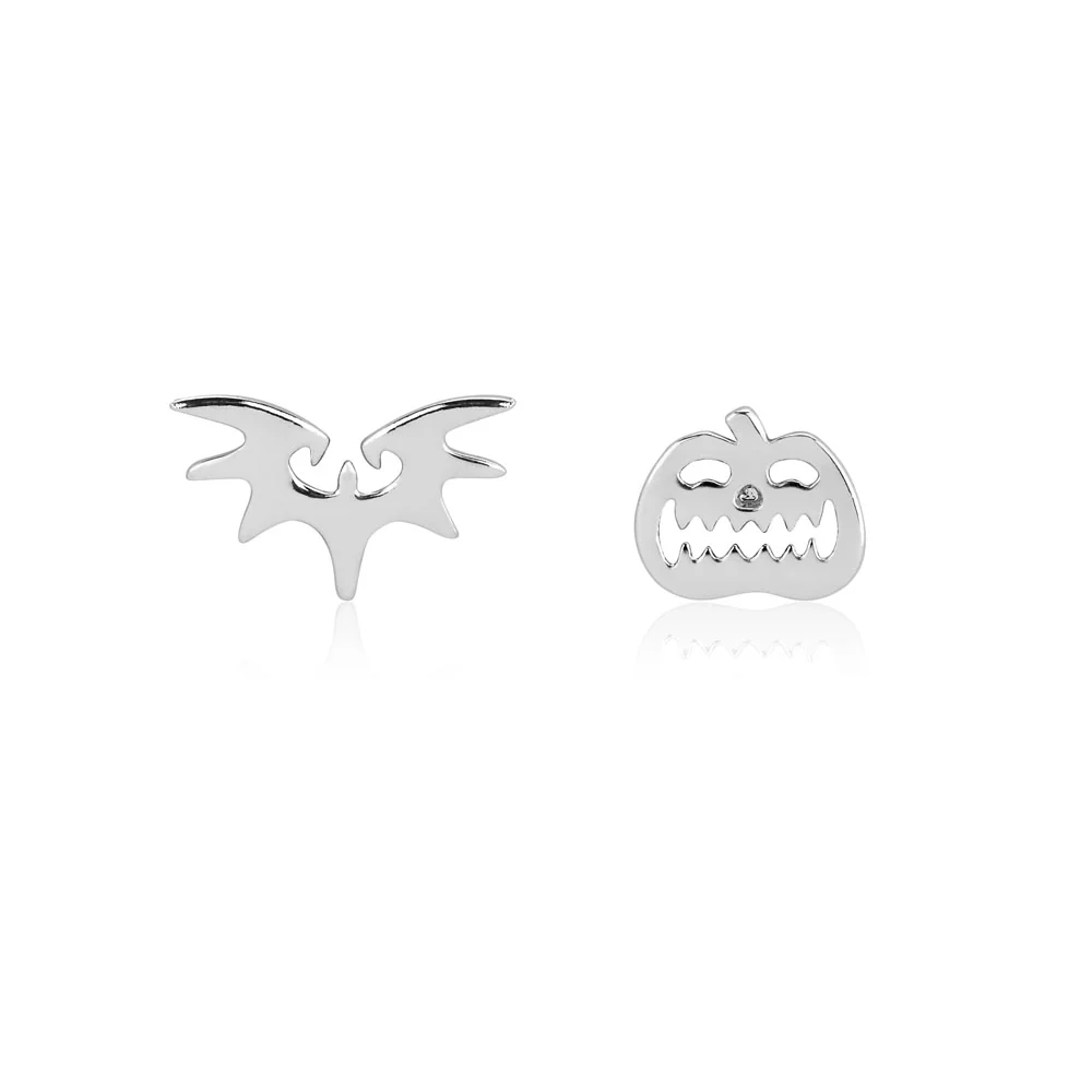 Couture Kingdom Disney Bat+Pum White Gold Plated Mix Match Stud Earrings - Image 2