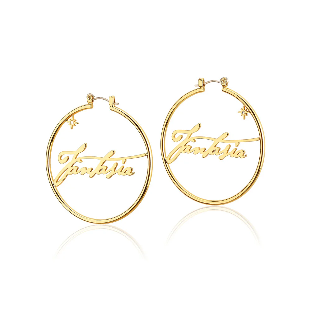 Couture Kingdom Disney Fantasia Gold Plated 50mm Hoop Earrings