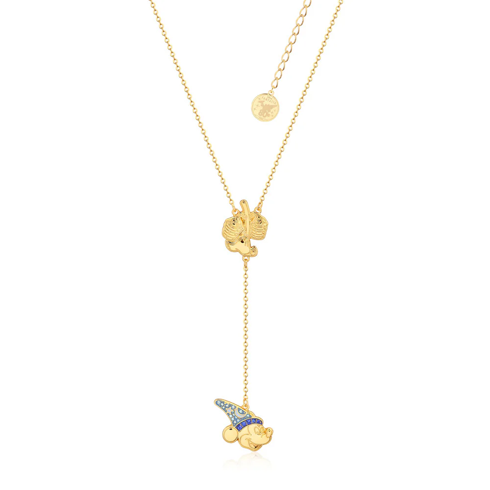 Couture Kingdom Disney Fantasia Gold Plated Sorcerer's Apprentice Mickey Lariat Pendant on Chain