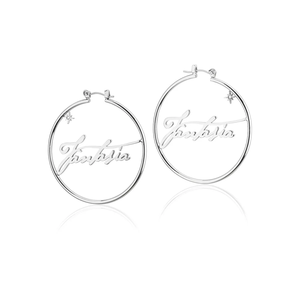 Couture Kingdom Disney Fantasia White Gold Plated 50mm Hoop Earrings