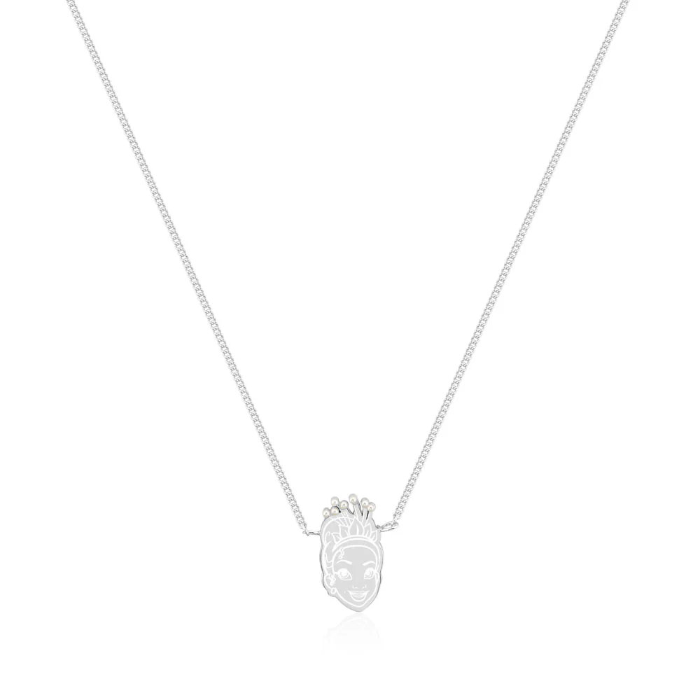 Couture Kingdom Disney Princess And The Frog Rhodium Plated Tiana Pearl Pendant on 40cm Chain