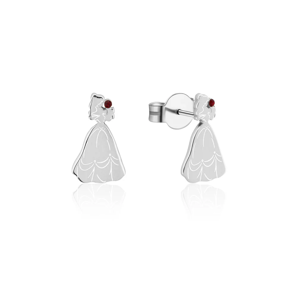 Couture Kingdom Disney Princess Rhodium Plated Beauty & The Beast Belle 12mm Stud Earrings - Image 2