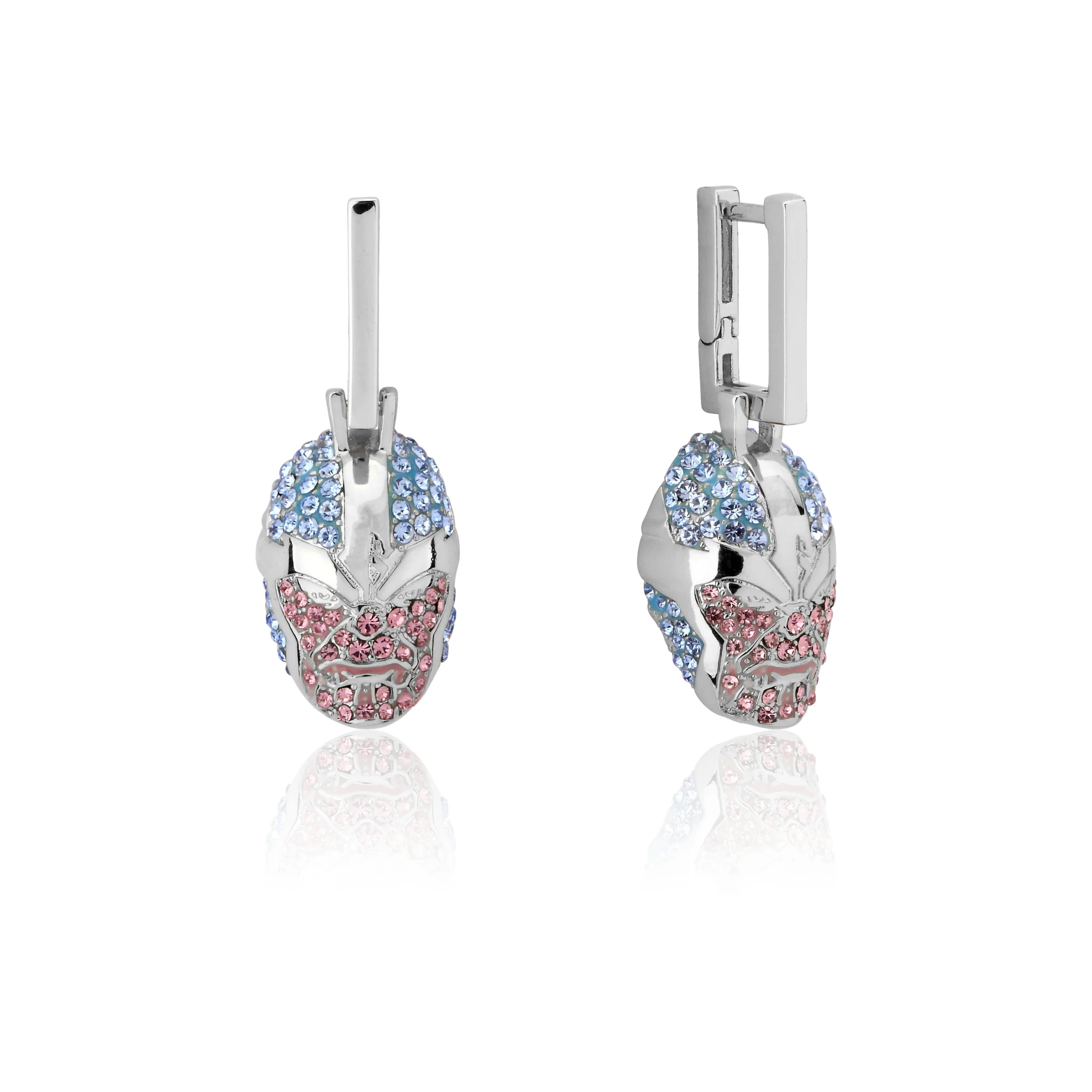 Couture Kingdom Disney Stainless Steel 14ct White Gold Plated Thanos Crystal 36mm Drop Earrings