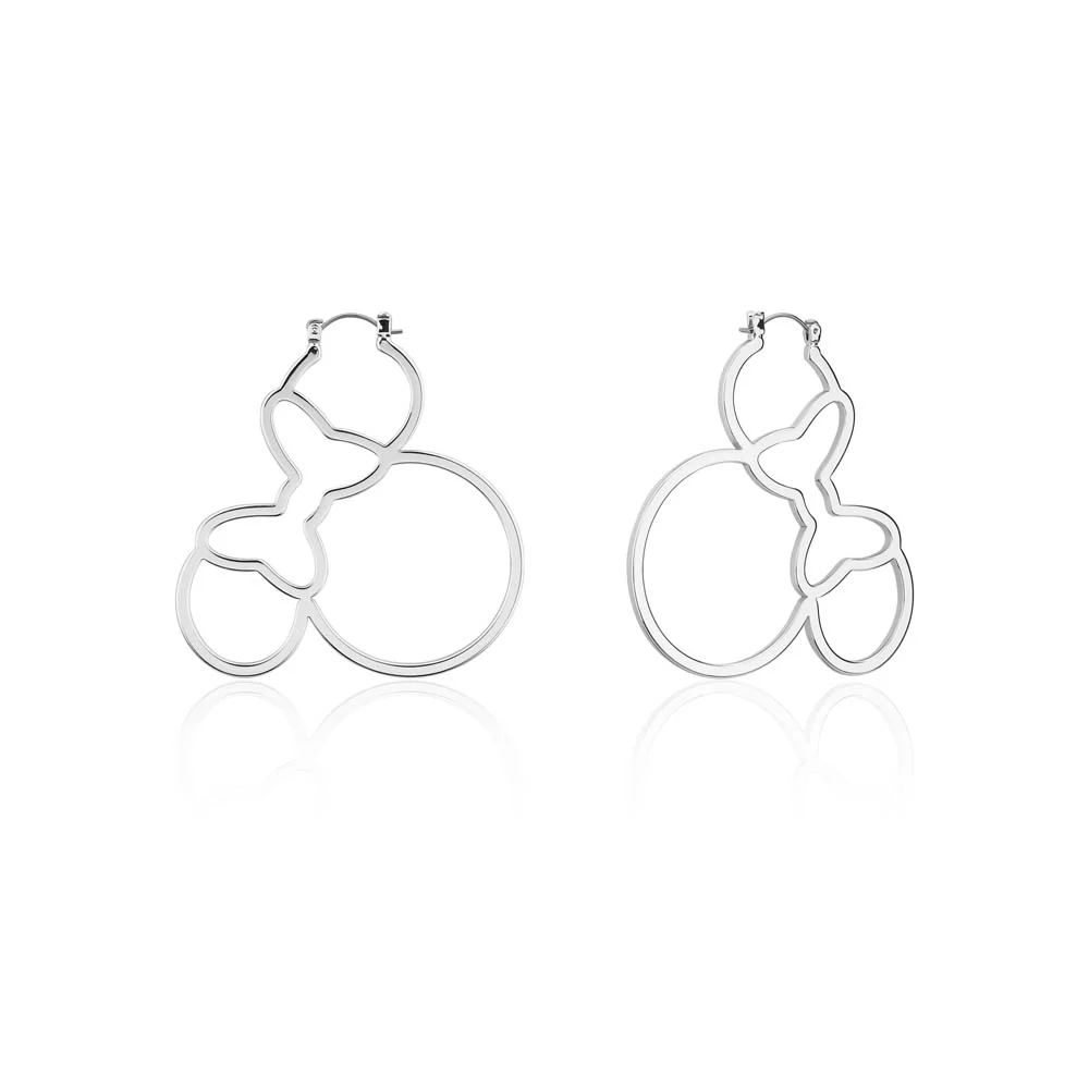 Couture Kingdom Disney Stainless Steel Minnie Mouse Outline 60mm Hoop Earrings