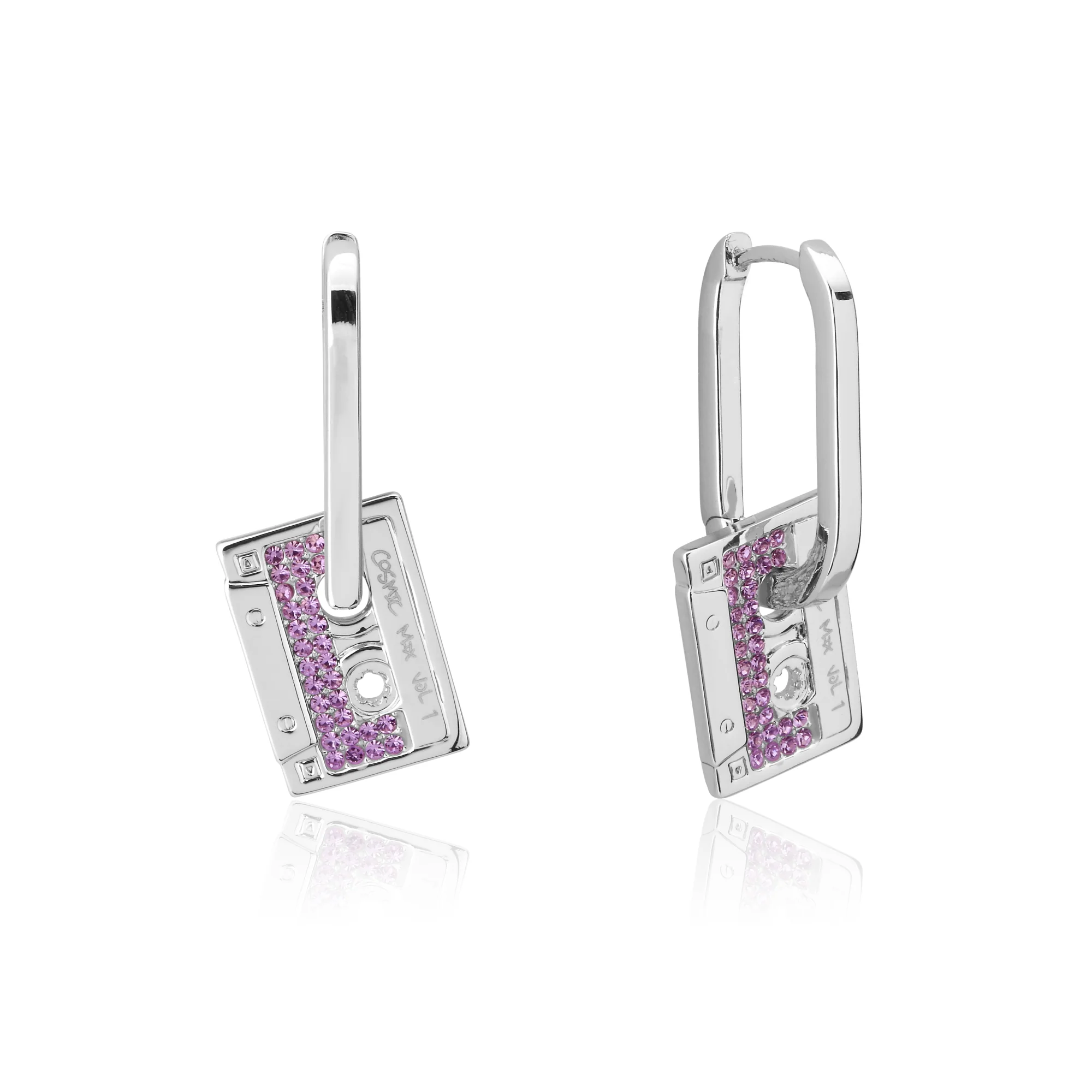 Couture Kingdom Disney Stainless Steel White Gold Plated Guardians Of The Galaxy Cosmic Tape Earrings - Image 2