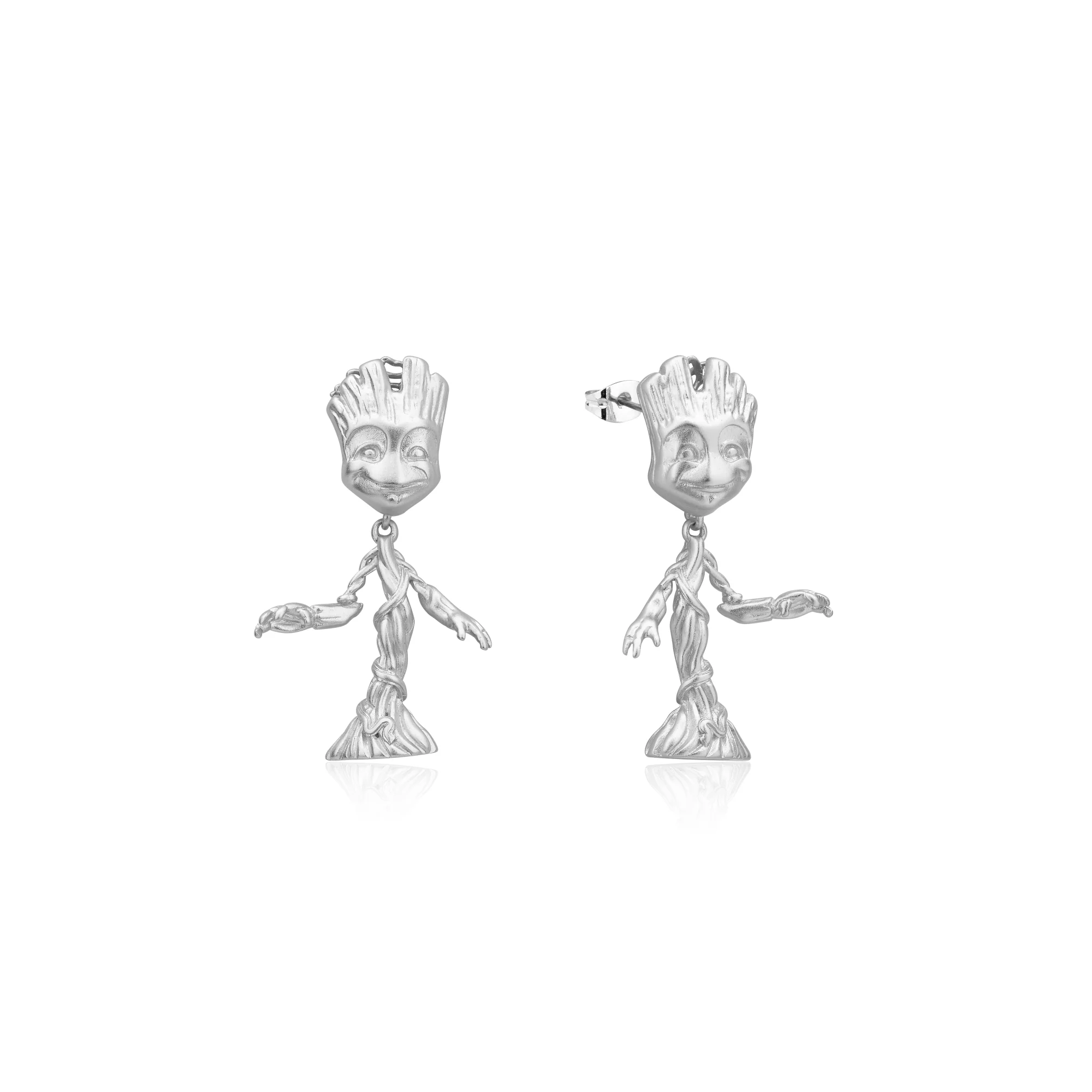 Couture Kingdom Disney Stainless Steel White Gold Plated Guardians Of The Galaxy Groot Drop Earrings