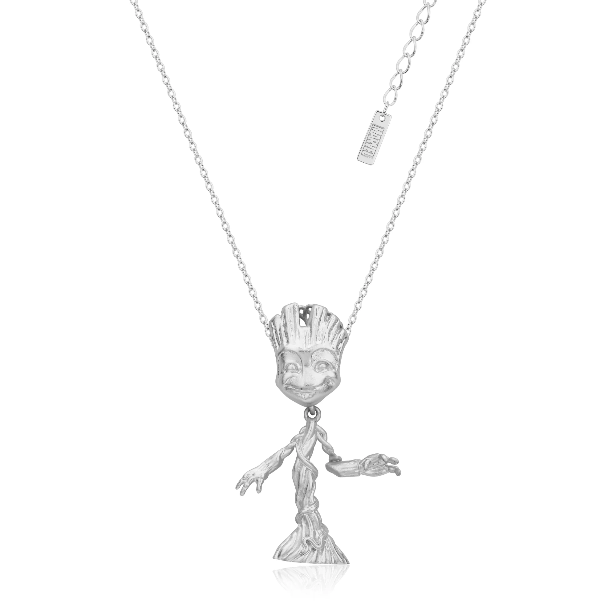 Couture Kingdom Disney Steel White Gold Plated Guardians Of The Galaxy Groot Pendant On Chain
