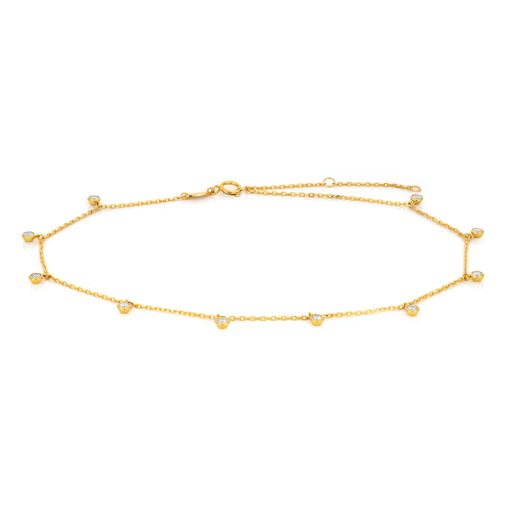 Cubic Zirconia 25cm Anklet in 9ct Yellow Gold - Image 2