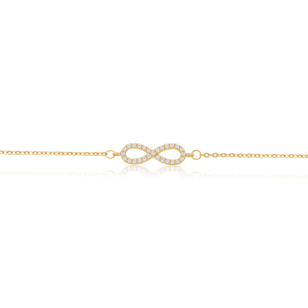 Cubic Zirconia Everlasting Love 16-19cm Infinity Bracelet in 9ct Yellow Gold - Image 2