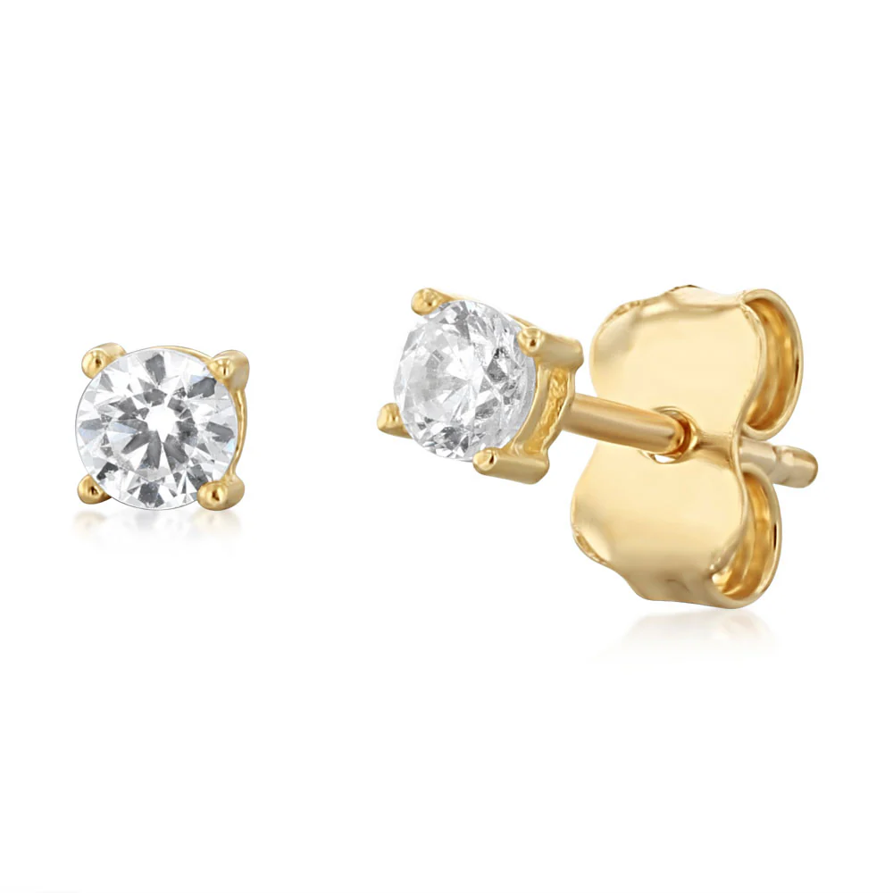 Cubic Zirconia Stud Earrings in 9ct Yellow Gold