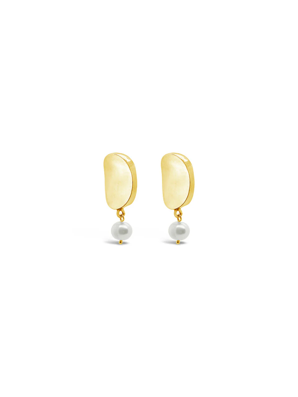 Curved Pearl Earrings Gold - RP1607G - Image 2